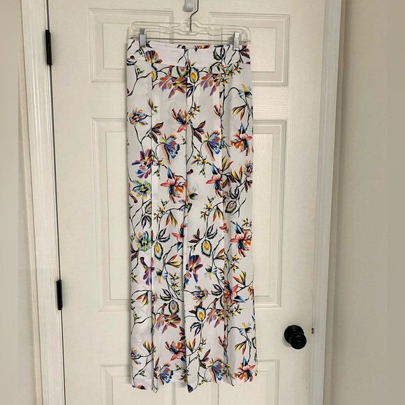 Bar III Floral Wide Leg Pants White NWT Size 0 - Picture 3 of 4
